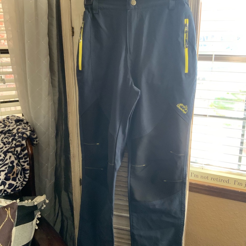 Navy Blue Women’s Huntup Outdoor Hiking Pants with Yellow Zippers